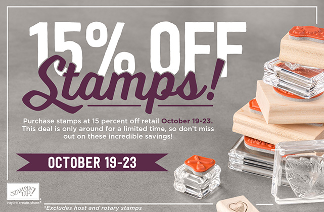 Stampin Up 15% off all stamps sets. www.stampstodiefor.com