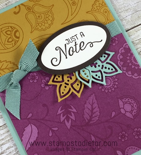 Stampin Up Paisleys & Posies stamp set and coordinating Paisleys Framelits Just a note card  www.stampstodiefor.com 2