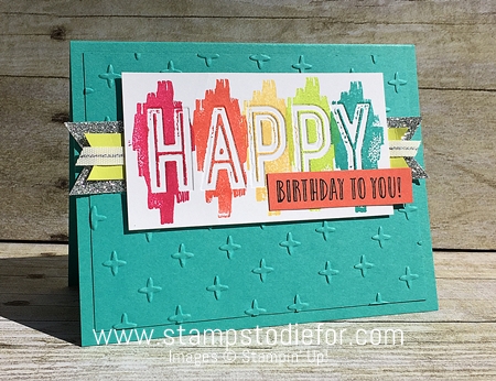 Hand Stamped Birthday Card - Happy Celebrations Stamp Set & Celebrations Duo Embossing Folders by Stampin' Up! www.stampstodiefor.com