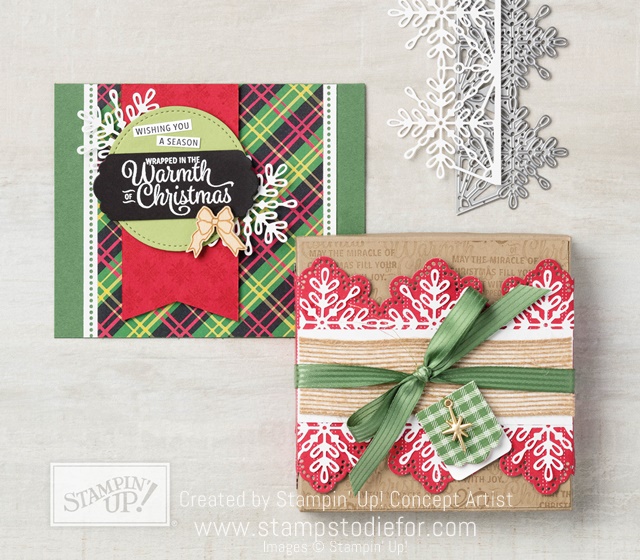 Snowflake Sentimetns stamp set & Swirly Snowflakes Thinlits by Stampin' Up! www.stampstodiefor.com
