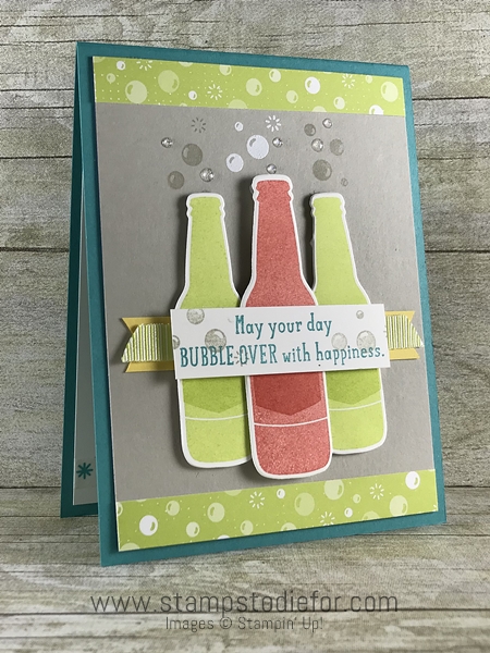 Handmade Birthday card using the Bubble Over stamp set and Bottles and Bubbles die by Stampin Up
