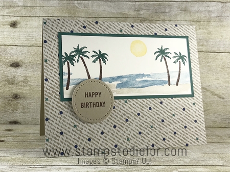 SS028 hand stamped birthday card for men using the Waterfront stamp set by Stampin Up (masculine card) front