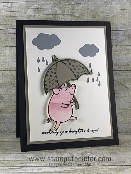 Color Combo hand stamped greeting card using the weather together & this little piggy stamp set by stampin up 2