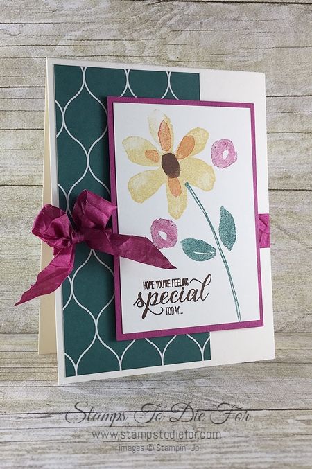 Handstamped card using Garden in Bloom Two step stamp set by Stampin Up