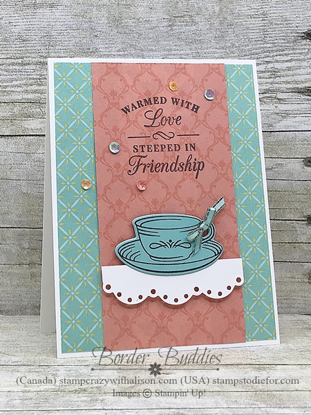 Border Buddy Card Free PDF Tutorial Time for Tea stamp set - Suite Tea Room by Stampin Up www.stampstodiefor.com