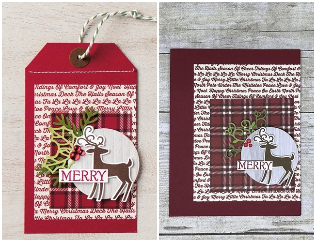 Just in CASE pg 8 Stampin Up Holiday Catalog Dashing Deer Stamp Set and Festive Farmhouse paper www.stampstodiefor.com paired