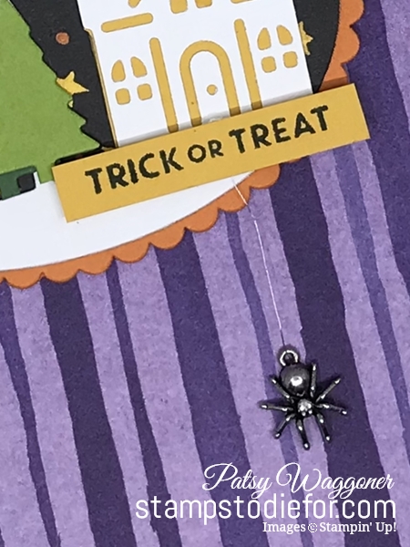 Color Without Borders Halloween Card - Hometown Greetings Thinlits by Stampin Up www.stampstodiefor.com close up
