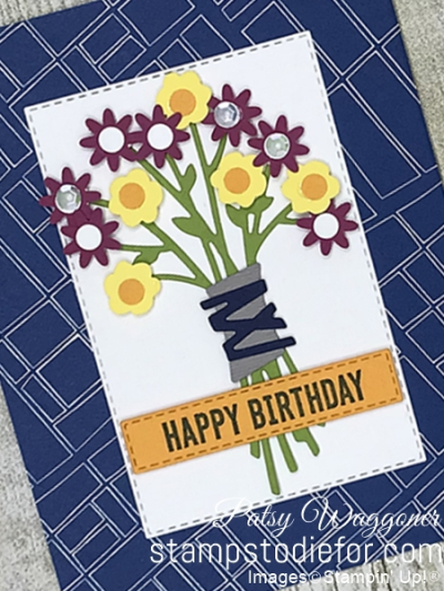 Card stamped using Sunday Sketches SS027 and the Itty Bitty Birthday stamp set and Bitty Blooms Punch along with Bouquet Bunch Framlits Dies #stampinup #cardsketch #SS027 2