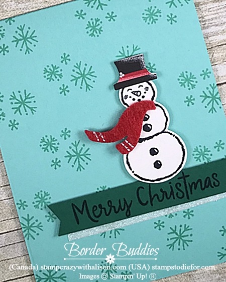 Christmas Card Stamped with Let It Snow Stamp Set by stampin up 2