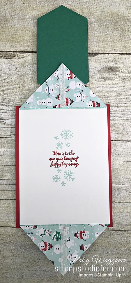 Double Point Fun Fold Card using Snowman Season Stamp Set by Stampin Up open