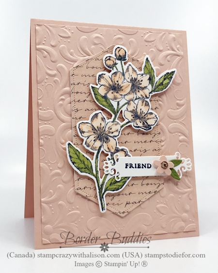 Parisian Blossoms Suite Hand Stamped Card Forever Blossom Stamp Set  and Parisian Flourish 3d Folder 1 - Copy