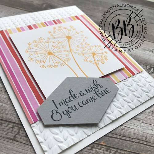 Card CASE page 72 hand stamped using the Dandelion Wishes stamp set by Stampin’ Up!® 2