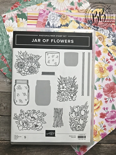 Jar of Flower stamp set and Flower for Every Season paper by Stampin' Up!