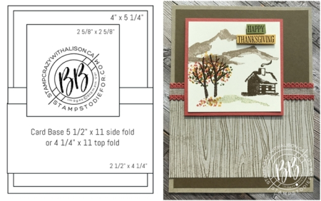 Sunday Sketches card sketches by Border Buddy's Alison Solven and Patsy Waggoner featuring the Snow Front Stamp Set by Stampin' Up! Thanksgiving Card