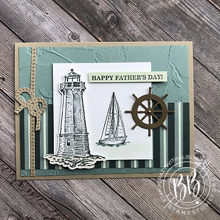 Sunday Sketch Card using the Sailing Home stamp set Pansy Designer Paper and Smooth Sailing Dies and Painted Texture Embossing Folder by Stampin’ Up! x