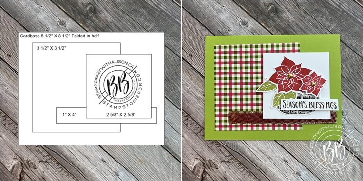 Card Sketch and Christmas card created with the Seasons Blessing Stamp set and the Seasonal Basket Dies by Stampin’ Up!