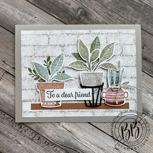 Card stamped using the Plentiful Plants Stamp, Perfect Plants Dies and Bloom Where You are Planted paper by Stampin Up