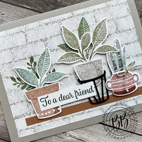Friend Card stamped using the Plentiful Plants Stamp, Perfect Plants Dies and Bloom Where You are Planted paper by Stampin Up