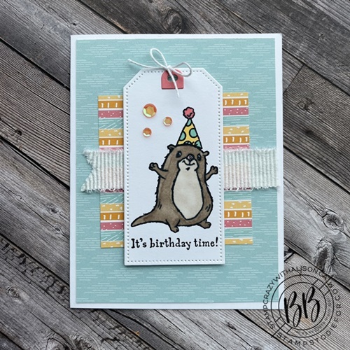 Card Stamped using Sunday Sketch SS003 the awesome otter Stamp set & Sunshine and Rainbow which by Stampin Up