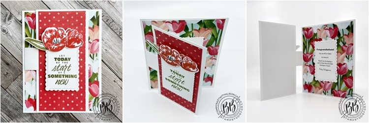Fun fold hinge card using the flowering tulips stamp set and Tulip Dies by Stampin’ Up! 