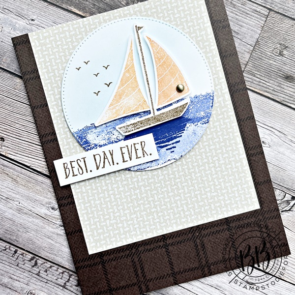 Our Son’s Birthday Card using the Sunday Sketches SS047  and the Let's Set Sail stamp set and Sailboat Builder Punch
