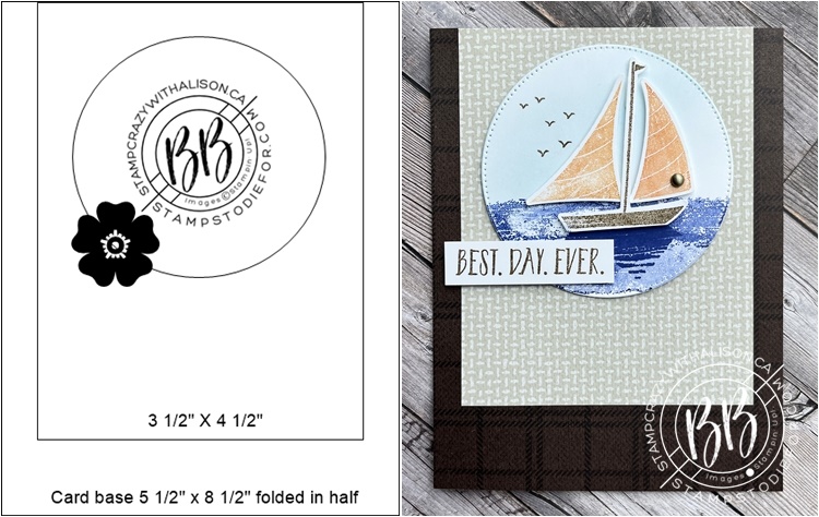 Our Son’s Birthday Card using the Sunday Sketches SS047 and the Let's Set Sail stamp set and Sailboat Builder Punch