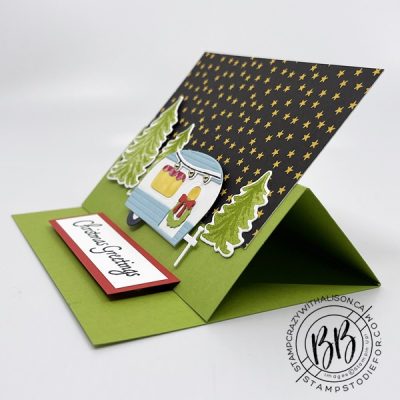 Fun Fold Easel Card with complete directions using the Tree Lot Dies and the Trees for Sale Stamp Set by Stampin’ Up!